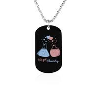 We Got Chemistry Love Pun - Collar conmemorativo de acero de titanio con colgante de etiqueta rectangular