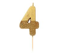 We Heart Birthdays Glitter Number Candle 4, Gold