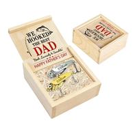 We Hooked The Best Dad - Señuelos de pesca personalizados, 2 unidades, ganchos de pesca para el día del padre con caja de madera, regalos de pescador para abuelo, papá, 06