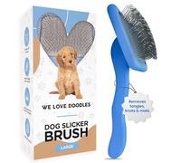 We Love Doodles - Cepillo para perros de pelo mediano o largo, el mejor cepillo para garabatos, pin largo, azul