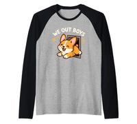 We out Boys, Lindo y Divertido Cachorro de Perro Corgi Camiseta Manga Raglan