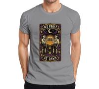 We Prost At Dawn Skelettos Pantalones de cuero cerveza Camiseta para hombre, gris, M