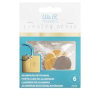 We R Makers Charms Dijes Redondos y Cuadrados - 6 uds en Oro y Plata - Colgantes Lisos para Jewelry Press - para Llaveros - Acero inoxidable