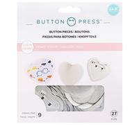 We R Memory Keepers Paquete de recambio de botón de corazón, incluye materiales para 9 botones de corazón de 58 mm (27 piezas en total) para crear botones personalizados para mochilas, bolsos,