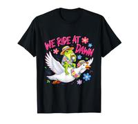 We Ride At Dawn Frog Goose Floral Divertido Camiseta