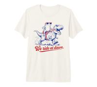 We Ride At Dawn Frog T Rex Dinosaurio Divertido Camiseta Premium