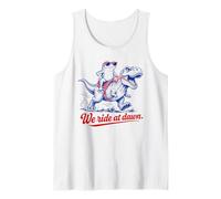 We Ride At Dawn Frog T Rex Dinosaurio Divertido Camiseta sin Mangas