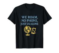 We Roam No Phone Just Us Alone Globe Cielo Azul Amarillo Camiseta