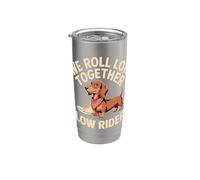 We Roll Low Together perro salchicha low rider Vaso térmico de acero inoxidable de doble pared