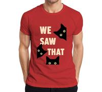 We Saw that Black Cat Karma Statement - Camiseta para hombre, rojo, XXL
