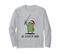 We Sleigh At Dawn Funny Frog Meme Navidad Humor Vacaciones Manga Larga
