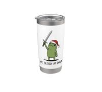 We Sleigh At Dawn Funny Frog Meme Navidad Humor Vacaciones Vaso térmico de acero inoxidable de doble pared