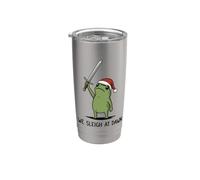 We Sleigh At Dawn Funny Frog Meme Navidad Humor Vacaciones Vaso térmico de acero inoxidable de doble pared