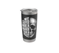 We Suffer More in Imagination Skull Séneca Cita Estoicismo Vaso térmico de acero inoxidable de doble pared