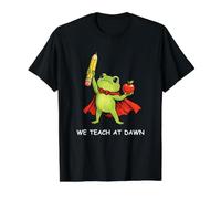 We Teach at Dawn Funny Teacher Frog Back to School Men Women Camiseta gráfica económica, Hombre, Negro, S