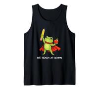 We Teach at Dawn Funny Teacher Frog Back to School Men Women Camiseta sin Mangas