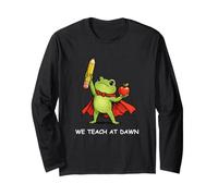 We Teach at Dawn Funny Teacher Frog Back to School Men Women Manga Larga