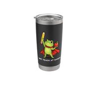 We Teach at Dawn Funny Teacher Frog Back to School Men Women Vaso térmico de acero inoxidable de doble pared