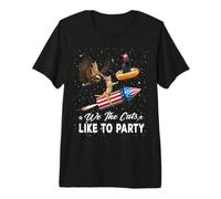 We The Cats Like To Party American Cat 4th of July Patriotic Camiseta Premium