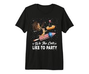 We The Cats Like To Party American Cat 4th of July Patriotic Camiseta Premium