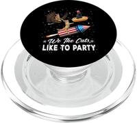 We The Cats Like To Party American Cat 4th of July Patriotic PopSockets PopGrip para MagSafe