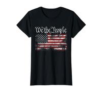 We The People 2027 Bandera de Estados Unidos 4 de Julio Grunge Envejecido Camiseta gráfica económica, Mujer, Negro, L