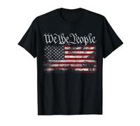 We The People 2027 Bandera de Estados Unidos 4 de Julio Grunge Envejecido Camiseta gráfica económica, Hombre, Negro, S