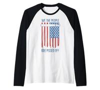 We The People Are Meado Off US America Flag Shredded Camiseta Manga Raglan