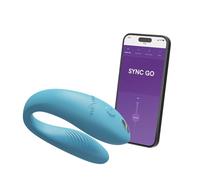 We-Vibe Sync Go Travel Edition Vibrador para parejas | Vibrador en forma de C | Juguete para parejas con vibración portátil | Recargable | Estuche de viaje | Azul