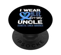 We Wear Blue For My Uncle - Camiseta de Apoyo para el cáncer colorrectal PopSockets PopGrip Adhesivo