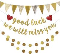 We Will Miss You Banner y pancarta de buena suerte, guirnalda colgante de puntos circulares de papel, divertidas decoraciones y suministros para fiestas de jubilación