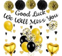 We Will Miss You - Decoración de pancartas - Guirnalda de suministros de fiesta con texto en inglés "Sorry Your Leaving", guirnalda de suministros de fiesta de buena suerte, pompones de papel para