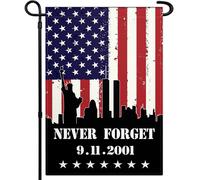 We Will Never Forget Garden Flag 12x18 Inch 9/11 Garden Flag 3ply Polyester Double Sided 911 Memorial Flag Of Heroes for Outdoor Indoor House Outside