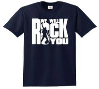 We Will Rock You - Camiseta para niños y niñas, diseño de guitarra musical, Camiseta azul marino con estampado blanco, 9-11 años