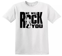 We Will Rock You - Camiseta para niños y niñas, diseño de guitarra musical, Camiseta blanca con estampado negro, 12-14 años