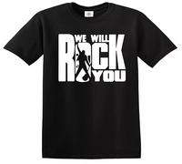 We Will Rock You - Camiseta para niños y niñas, diseño de guitarra musical, Camiseta negra con estampado blanco, 12-14 años