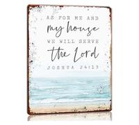 We Will Serve The Lord Joshua 24:15 Rustic Metal Sign 12x8 Inch