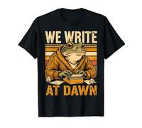 We Write At Dawn Frog Writer - Cita para máquina de Escribir Camiseta