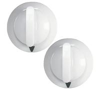 WE1M652 - Perilla de control de temporizador de secadora, color blanco, compatible con secadoras GE y Hotpoint, 2 piezas con piezas de protección de manga de metal reforzadas, repuesto de eje D