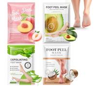 Weabisoo 4 Pares Mascarilla para Pies, Calcetines Hidratantes Pies | Cuidado de pies secos y agrietados, mascarilla exfoliante suave para mujer y hombre (Melocotón+Coco+Aloe+Aguacate)
