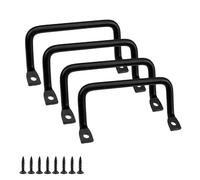 Wealrit 4 asas de metal para charcutería, asas de fijación lateral para bandejas de servir de madera, tabla de cortar (negro)