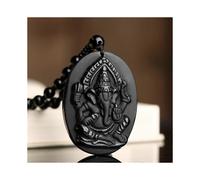 Wealth Ganesha Necklace Animal Elephant God Obsidian Blessing Lucky Religious Beads Neck