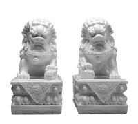Wealth Prosperity Blue Foo Dogs - Estatuas de león guardián chino, adornos de cerámica Feng Shui para decoración del hogar y la oficina, figuras de buena suerte, símbolos de prosperidad