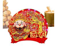 Wealth Table Ornament - Battery-Powered/Soft Felt Texture, Nodding Vietnamese Fortune Centerpiece, Festive LED Table Decorations, Glowing Red Sculpture | Prosperity Holiday Statue, New Year Home