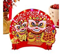 Wealth Table Ornament - Battery-Powered/Soft Felt Texture, Nodding Vietnamese Fortune Centerpiece, Festive LED Table Decorations, Glowing Red Sculpture | Prosperity Holiday Statue, New Year Home