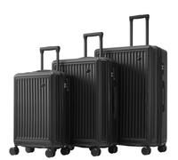 WEALTHOME Juego de maletas M-L-XL, funda rígida, maleta con ruedas, maleta de viaje, equipaje de mano, 4 ruedas, material ABS, cerradura de aduana TSA, Negro-1., Moda