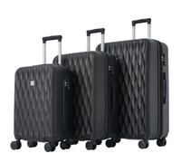 WEALTHOME Juego de maletas M-L-XL, funda rígida, maleta con ruedas, maleta de viaje, equipaje de mano, 4 ruedas, material ABS, cerradura de aduana TSA, Negro , Moda