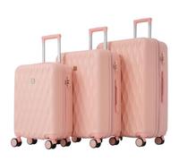 WEALTHOME Juego de maletas M-L-XL, funda rígida, maleta con ruedas, maleta de viaje, equipaje de mano, 4 ruedas, material ABS, cerradura de aduana TSA, Rosa., Moda