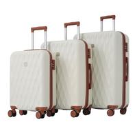 WEALTHOME Juego de maletas M-L-XL, funda rígida, maleta con ruedas, maleta de viaje, equipaje de mano, 4 ruedas, material ABS, cerradura de aduana TSA, beige, Moda