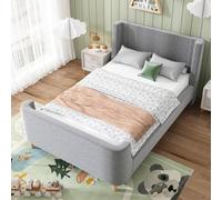 WEALTHOUSE Cama trineo con funda de terciopelo y diseño cósmico, estructura de madera robusta, fácil de montar, no requiere somier, diseño moderno para cualquier dormitorio (gris, 90 x 200 cm)